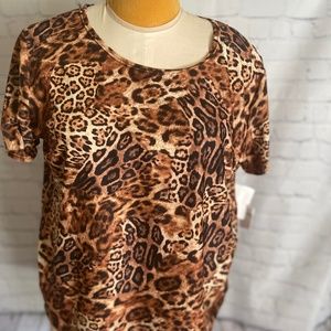 COPY - WOMEN'S PLUS SIZE 2X BROWN/TAN ANIMAL PRINT TOP BLOUSE NWT